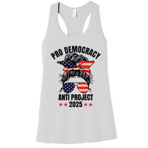 Pro Democracy Anti Project 2025 Stop Project 2025 Messy Bun Women's Racerback Tank