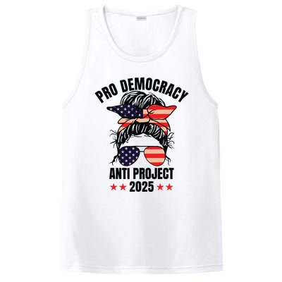 Pro Democracy Anti Project 2025 Stop Project 2025 Messy Bun PosiCharge Competitor Tank