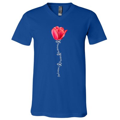 ParkinsonS Disease Awareness Tulip April Month Cool Gift V-Neck T-Shirt