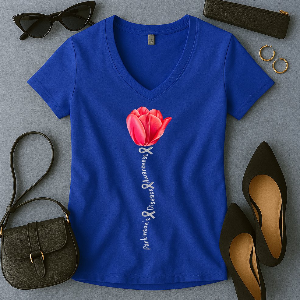 ParkinsonS Disease Awareness Tulip April Month Cool Gift Women's V-Neck T-Shirt