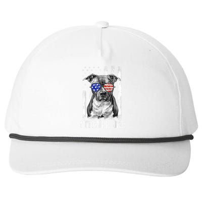 Pitbull Dad American Flag 4th Of July Dog Fathers Day Gift Snapback Five-Panel Rope Hat