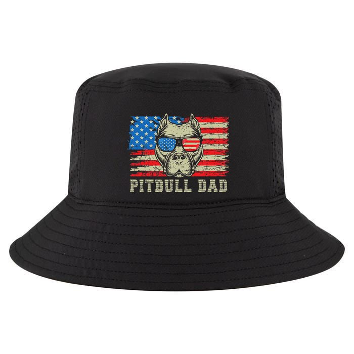 Pitbull Dad American Pit Bull Dog Us Flag 4th Of July Cool Comfort Performance Bucket Hat