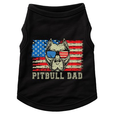 Pitbull Dad American Pit Bull Dog Us Flag 4th Of July Doggie Tank