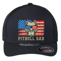 Pitbull Dad American Pit Bull Dog Us Flag 4th Of July Flexfit Unipanel Trucker Cap
