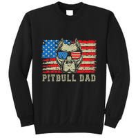 Pitbull Dad American Pit Bull Dog Us Flag 4th Of July Sweatshirt