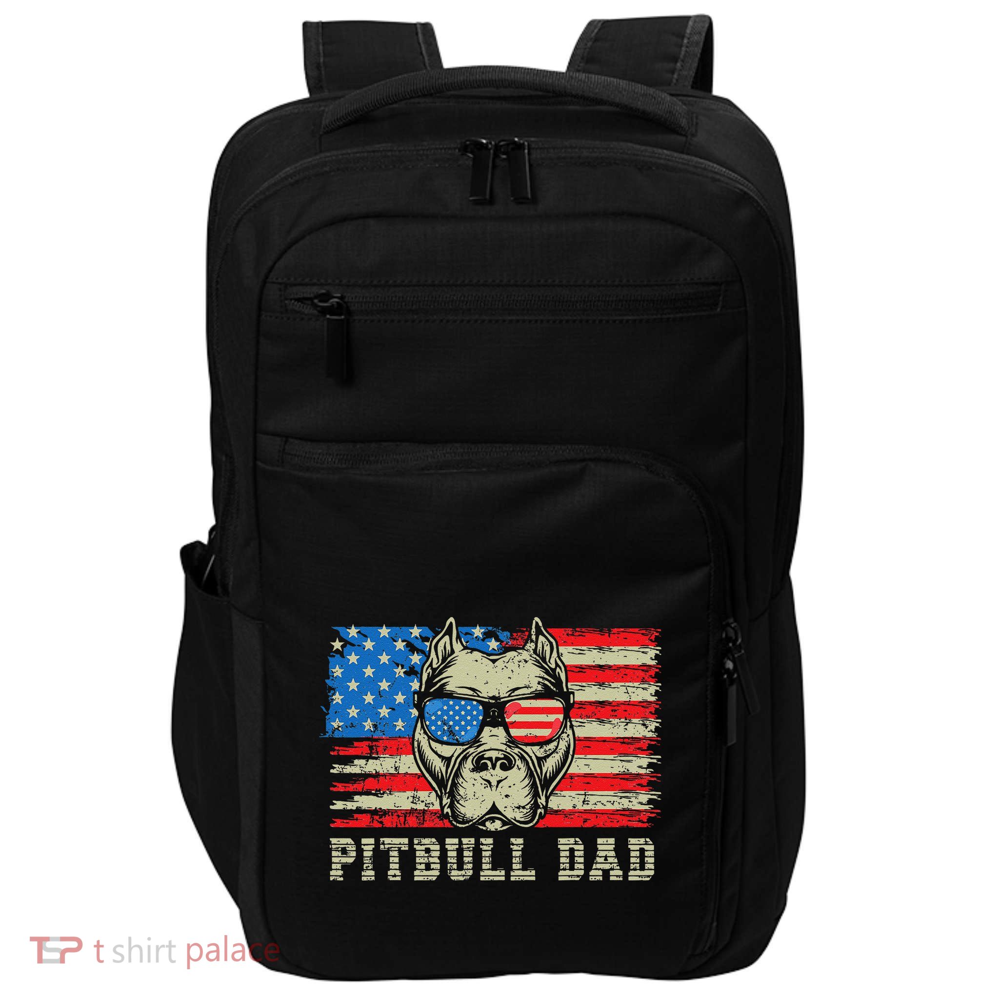 Pitbull Dad American Pit Bull Dog Us Flag 4th Of July Impact Tech Backpack
