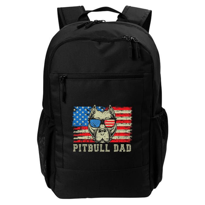 Pitbull Dad American Pit Bull Dog Us Flag 4th Of July Backpack