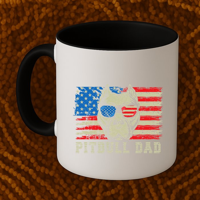 Pitbull Dad American Pit Bull Dog Us Flag 4th Of July Mug