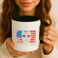 Pitbull Dad American Pit Bull Dog Us Flag 4th Of July Mug