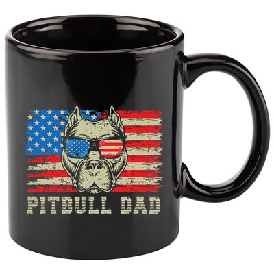 Pitbull Dad American Pit Bull Dog Us Flag 4th Of July 11oz C Handle Ceramic Mug
