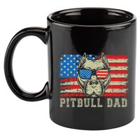 Pitbull Dad American Pit Bull Dog Us Flag 4th Of July 11oz C Handle Ceramic Mug