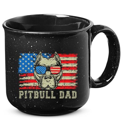 Pitbull Dad American Pit Bull Dog Us Flag 4th Of July 15oz Campfire Ceramic Mug