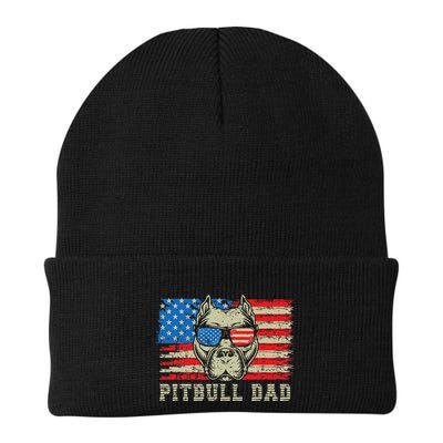Pitbull Dad American Pit Bull Dog Us Flag 4th Of July Beanie