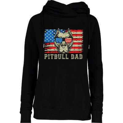 Pitbull Dad American Pit Bull Dog Us Flag 4th Of July Womens Funnel Neck Pullover Hood