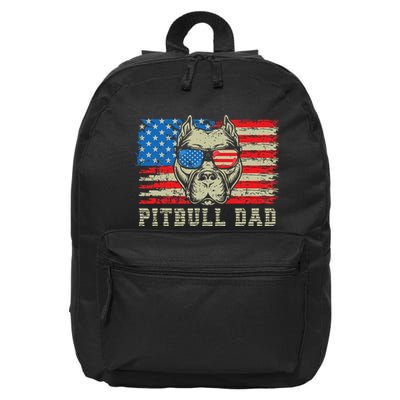 Pitbull Dad American Pit Bull Dog Us Flag 4th Of July 16 in Basic Backpack