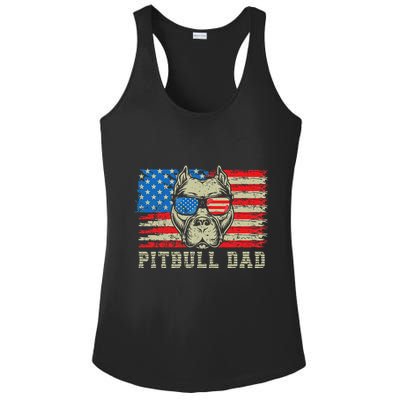 Pitbull Dad American Pit Bull Dog Us Flag 4th Of July Ladies PosiCharge Competitor Racerback Tank