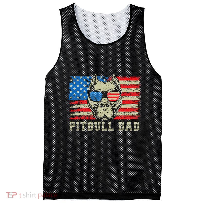 Pitbull Dad American Pit Bull Dog Us Flag 4th Of July Mesh Reversible Basketball Jersey Tank