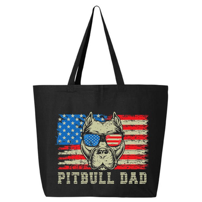 Pitbull Dad American Pit Bull Dog Us Flag 4th Of July 25L Jumbo Tote
