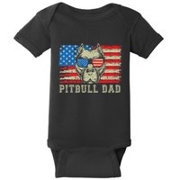 Pitbull Dad American Pit Bull Dog Us Flag 4th Of July Baby Bodysuit