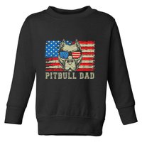 Pitbull Dad American Pit Bull Dog Us Flag 4th Of July Toddler Sweatshirt