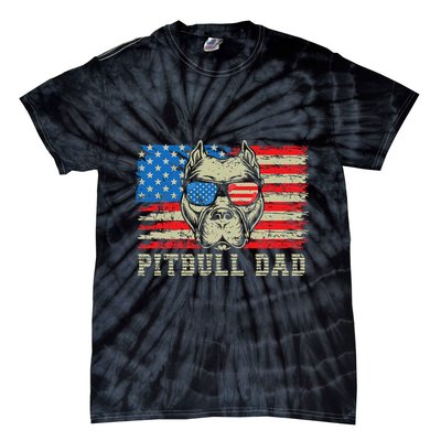 Pitbull Dad American Pit Bull Dog Us Flag 4th Of July Tie-Dye T-Shirt