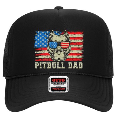 Pitbull Dad American Pit Bull Dog Us Flag 4th Of July Trucker Hat