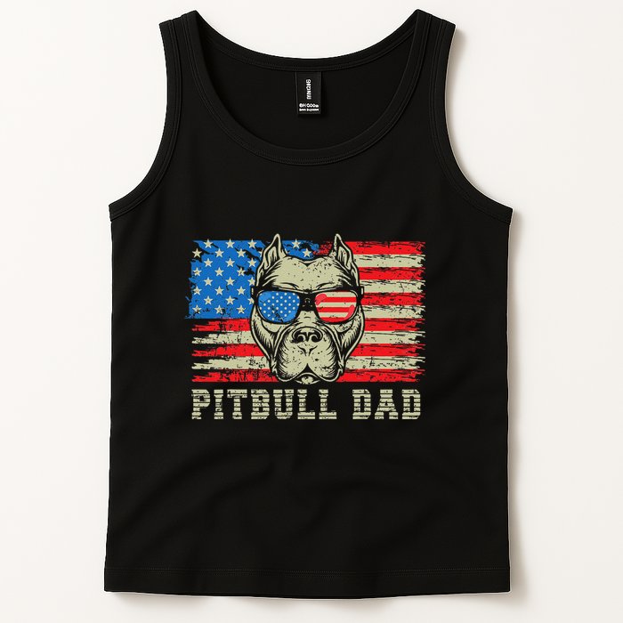 Pitbull Dad American Pit Bull Dog Us Flag 4th Of July Tank Top