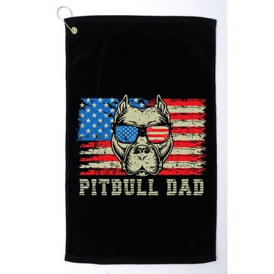 Pitbull Dad American Pit Bull Dog Us Flag 4th Of July Golf Towel