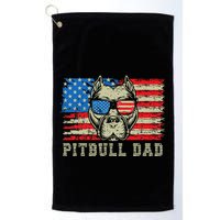 Pitbull Dad American Pit Bull Dog Us Flag 4th Of July Golf Towel