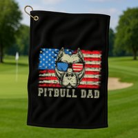 Pitbull Dad American Pit Bull Dog Us Flag 4th Of July Golf Towel