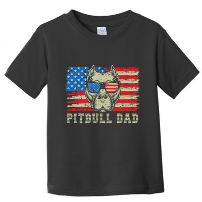Pitbull Dad American Pit Bull Dog Us Flag 4th Of July Toddler T-Shirt