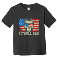 Pitbull Dad American Pit Bull Dog Us Flag 4th Of July Toddler T-Shirt
