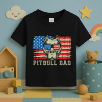 Pitbull Dad American Pit Bull Dog Us Flag 4th Of July Toddler T-Shirt