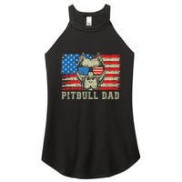 Pitbull Dad American Pit Bull Dog Us Flag 4th Of July Women's Perfect Tri Rocker Tank