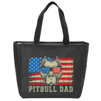 Pitbull Dad American Pit Bull Dog Us Flag 4th Of July Zip Tote Bag