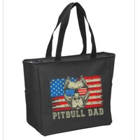Pitbull Dad American Pit Bull Dog Us Flag 4th Of July Zip Tote Bag