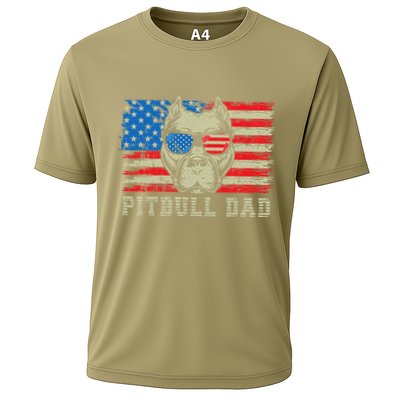 Pitbull Dad American Pit Bull Dog Us Flag 4th Of July Performance Shirt
