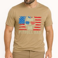 Pitbull Dad American Pit Bull Dog Us Flag 4th Of July Performance Shirt