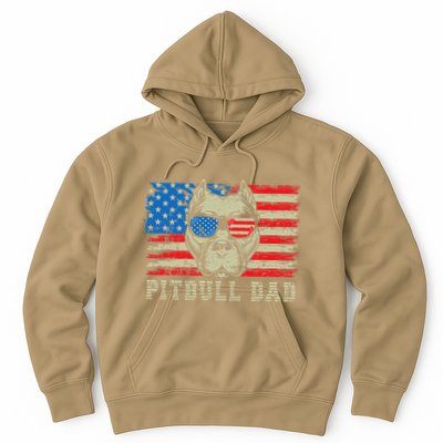 Pitbull Dad American Pit Bull Dog Us Flag 4th Of July Hoodie