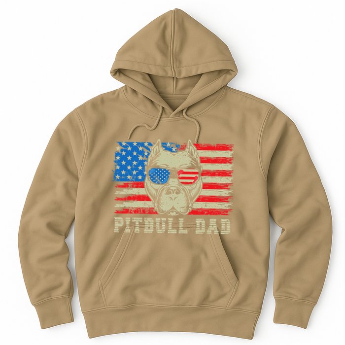 Pitbull Dad American Pit Bull Dog Us Flag 4th Of July Hoodie
