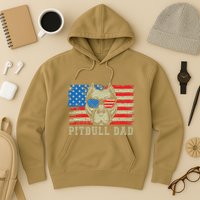Pitbull Dad American Pit Bull Dog Us Flag 4th Of July Hoodie