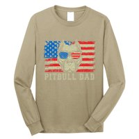 Pitbull Dad American Pit Bull Dog Us Flag 4th Of July Long Sleeve Shirt