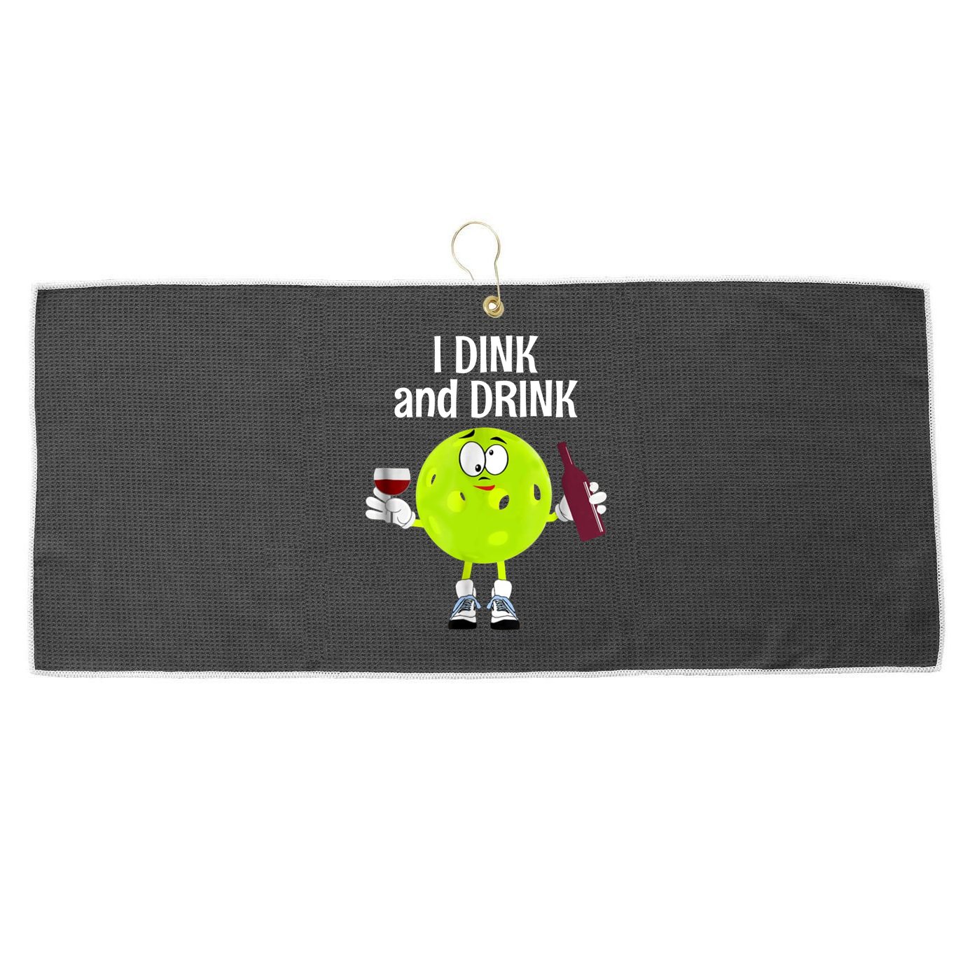 Pickleball Dink And Drink Large Microfiber Waffle Golf Towel