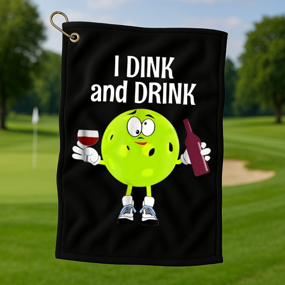Pickleball Dink And Drink Golf Towel