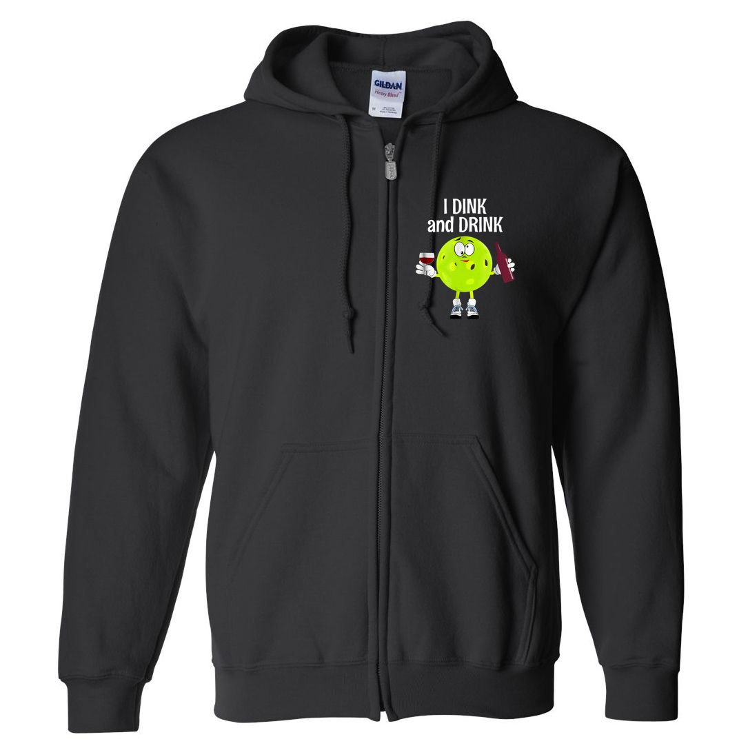 Pickleball Dink And Drink Full Zip Hoodie