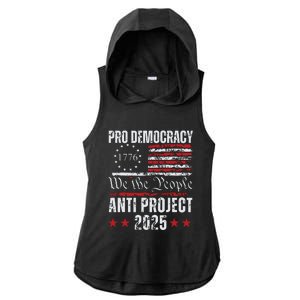 Pro Democracy Anti Project 2025 Stop Project 2025 Anti Trump Ladies PosiCharge Tri-Blend Wicking Draft Hoodie Tank