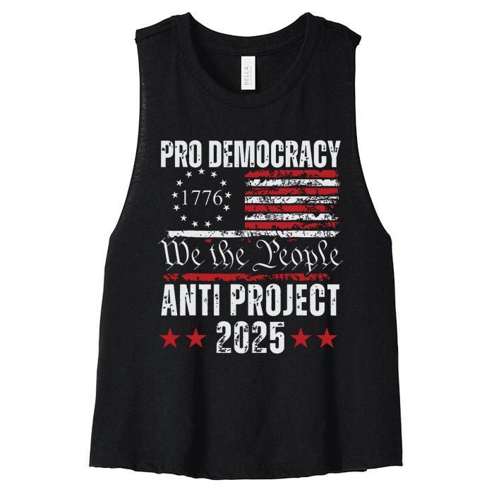 Pro Democracy Anti Project 2025 Stop Project 2025 Anti Trump Women's Racerback Cropped Tank