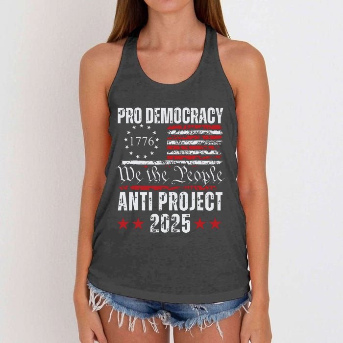 Pro Democracy Anti Project 2025 Stop Project 2025 Anti Trump Women's Knotted Racerback Tank