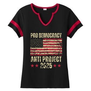 Pro Democracy Anti Project 2025 Stop Project 2025 Anti Trump Ladies Halftime Notch Neck Tee