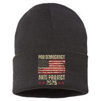 Pro Democracy Anti Project 2025 Stop Project 2025 Anti Trump Sustainable Knit Beanie